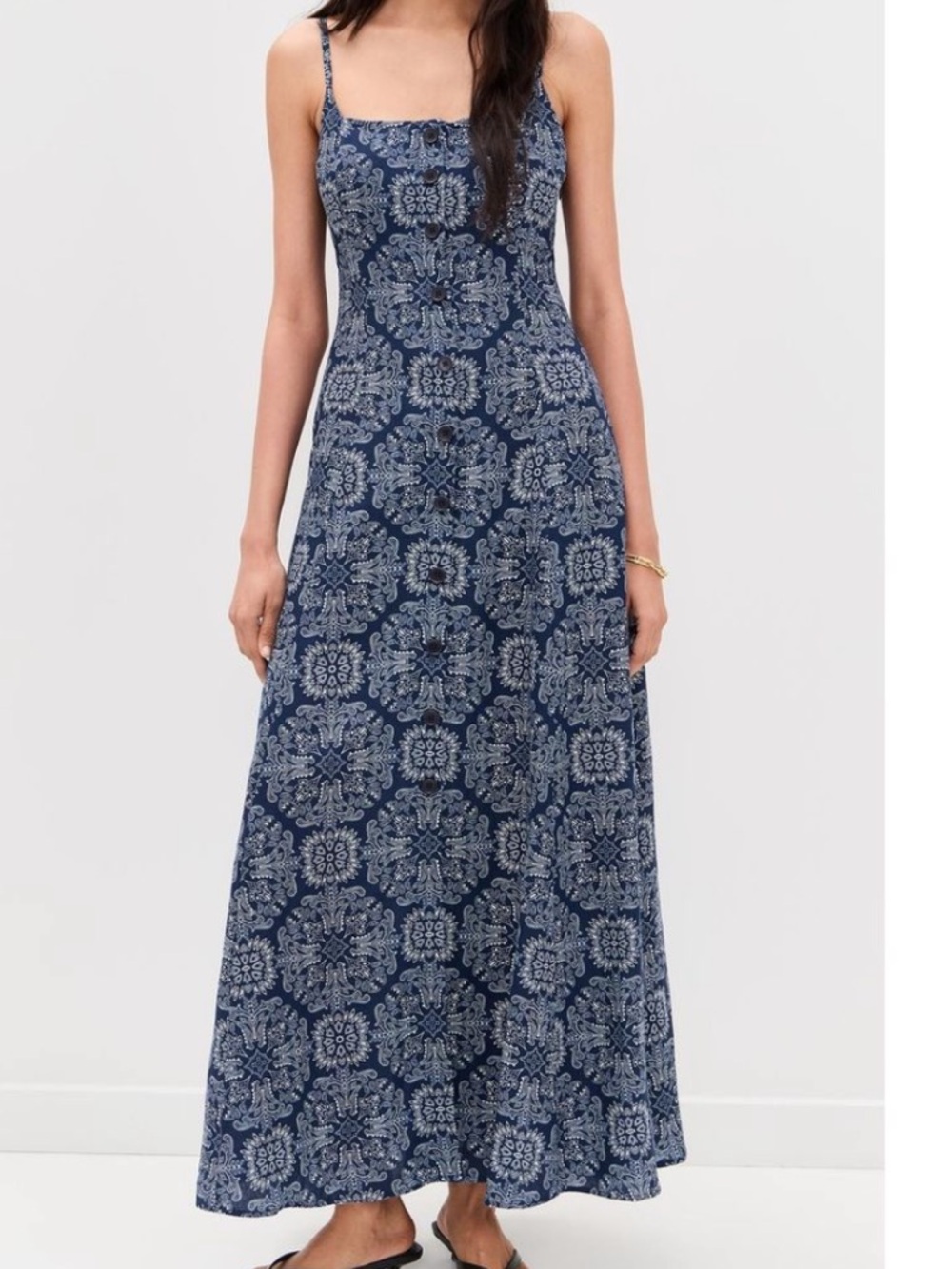 La Ligne Navy and White Printed Maxi Dress